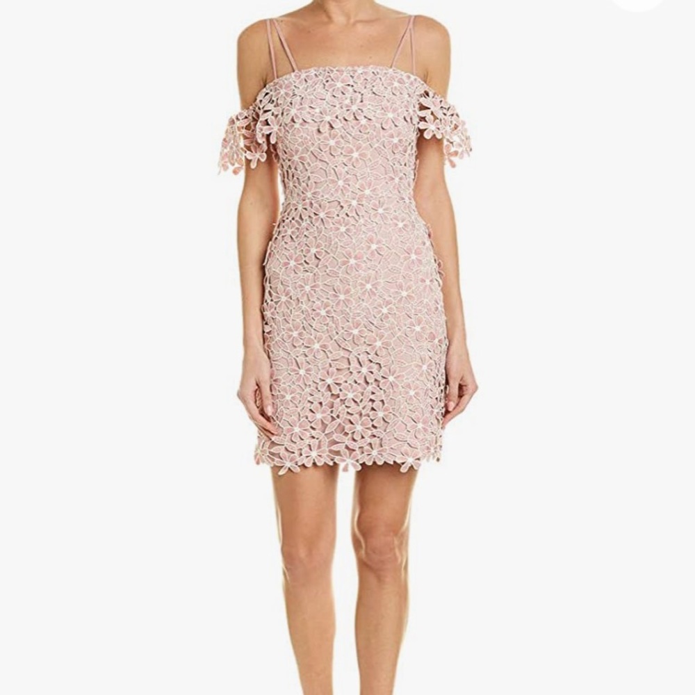 French Connection floral lace mini dress cold shoulder